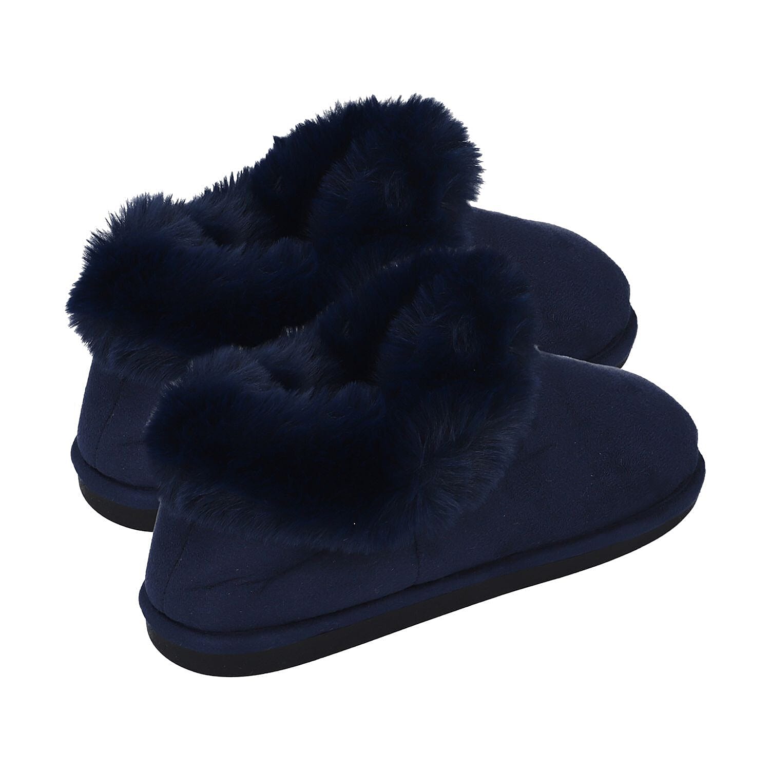 Rabbit Faux Fur Slipper with Waterproof TPR Proctection (Size L, 7-8) - Navy Blue 3871576 3