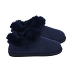 Rabbit Faux Fur Slipper with Waterproof TPR Proctection (Size L, 7-8) - Navy Blue