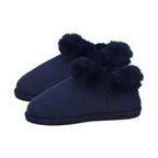 Rabbit Faux Fur Slipper with Waterproof TPR Proctection (Size L, 7-8) - Navy Blue