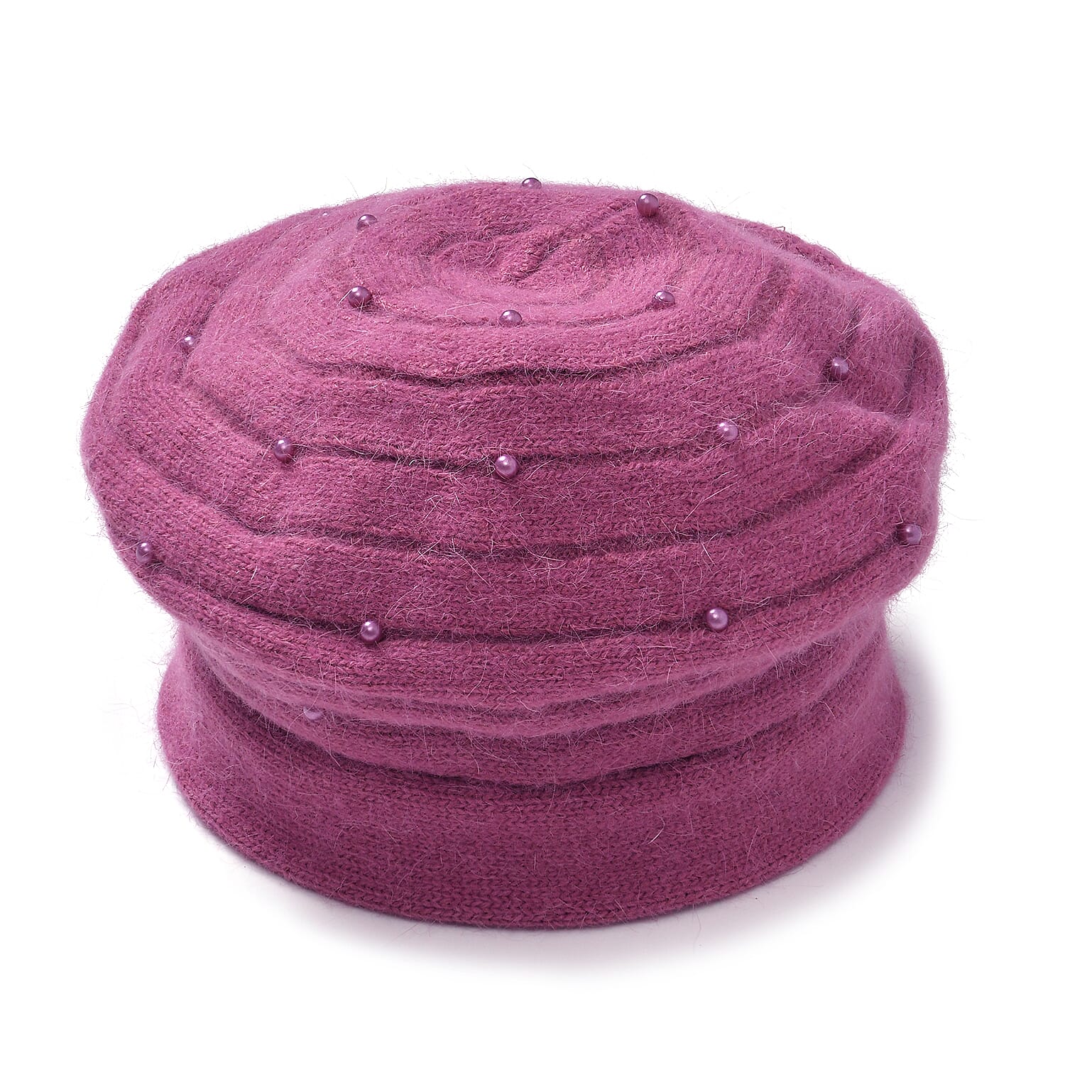 Rabbit Fur Wool Blend Pearl Beaded Beret Cap 7851158 0