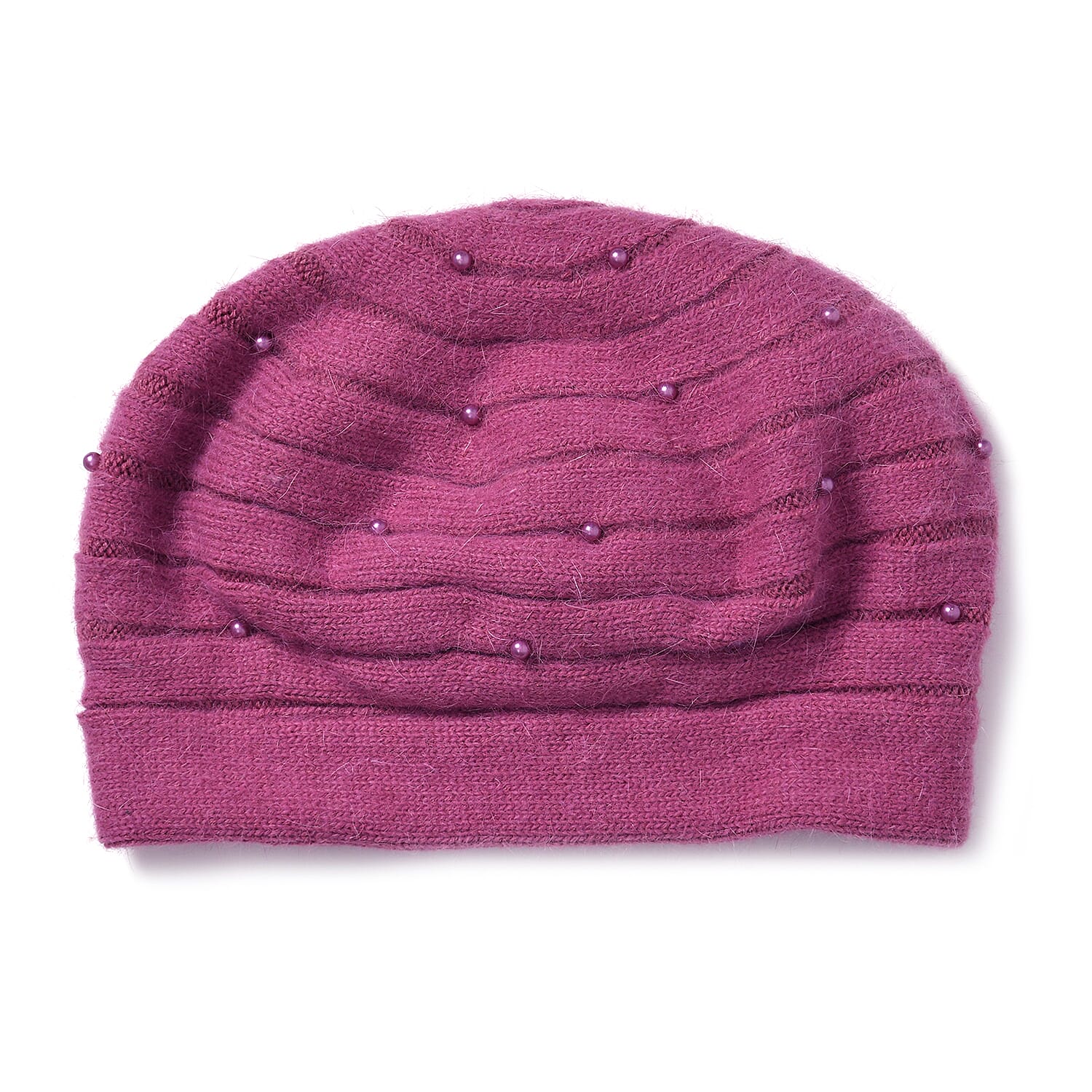 Rabbit Fur Wool Blend Pearl Beaded Beret Cap 7851158 5