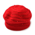 Timeless Pearl-Adorned super Cozy Fashion Beret - Red