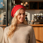 Timeless Pearl-Adorned super Cozy Fashion Beret - Red
