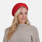 Timeless Pearl-Adorned super Cozy Fashion Beret - Red