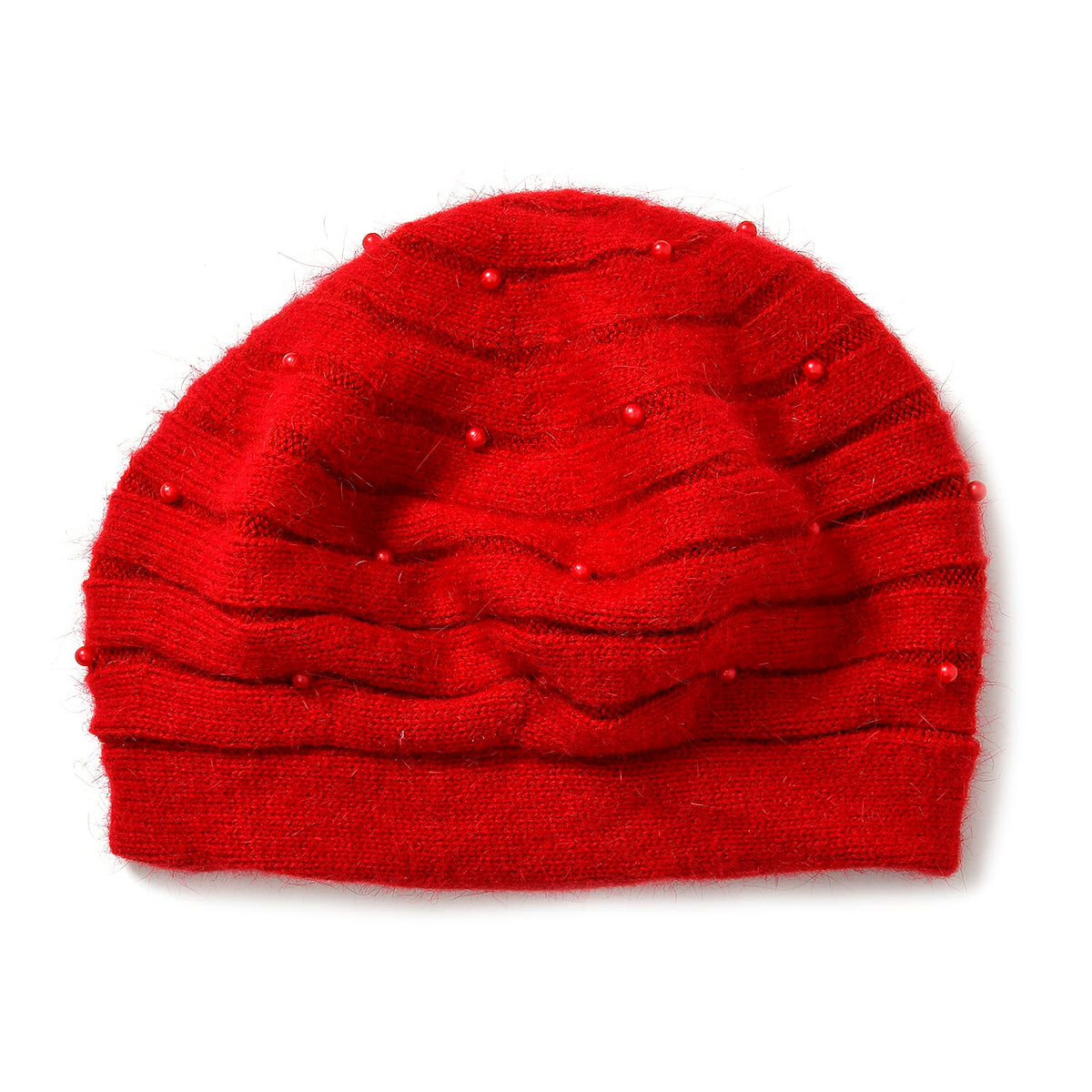 Rabbit Fur Wool Blend Pearl Beaded Beret Cap V32694470 5