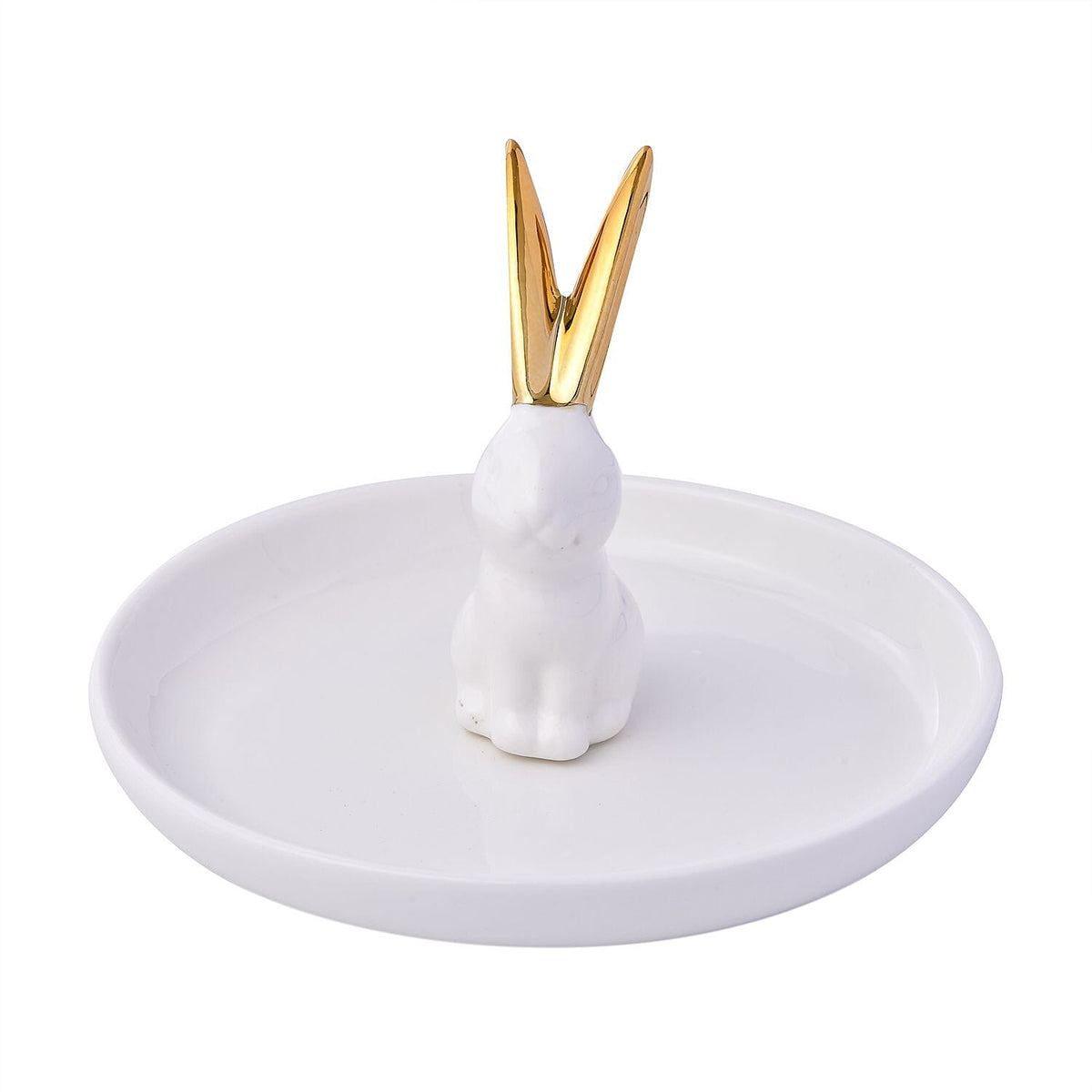 Rabbit Jewellery Organiser (Size 13x13x8 cm) - White Body &amp; Gold Ear 7504912 0