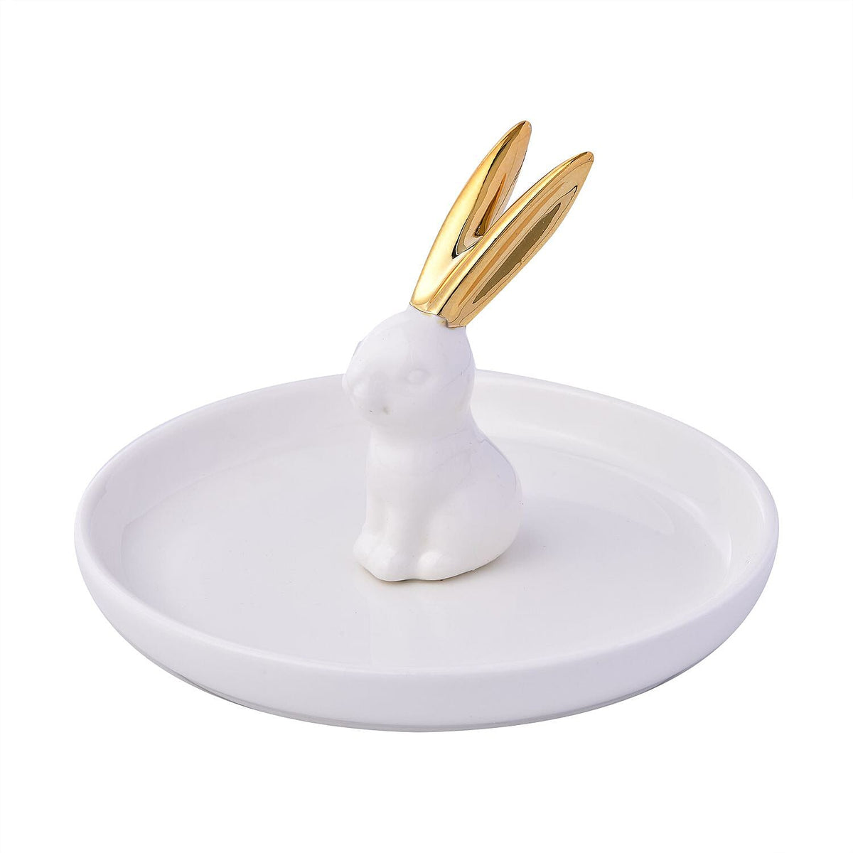 Rabbit Jewellery Organiser (Size 13x13x8 cm) - White Body &amp; Gold Ear 7504912 2
