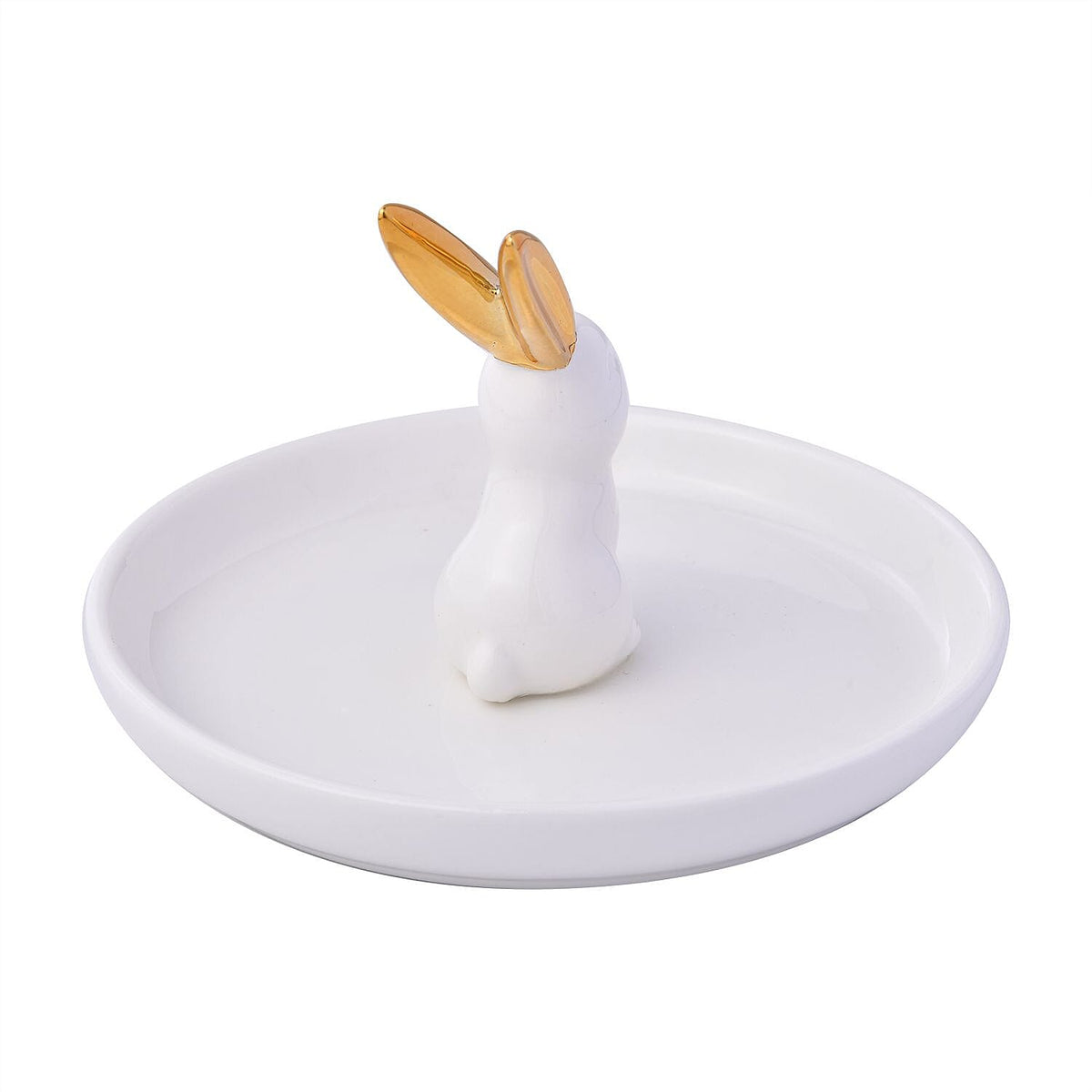 Rabbit Jewellery Organiser (Size 13x13x8 cm) - White Body &amp; Gold Ear 7504912 3