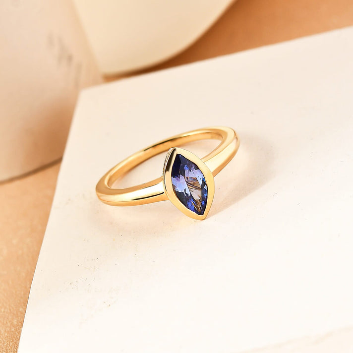 Rachel Galley- Tanzanite Solitaire Ring in Vermeil Yellow Gold Overlay Sterling Silver 8847685 2