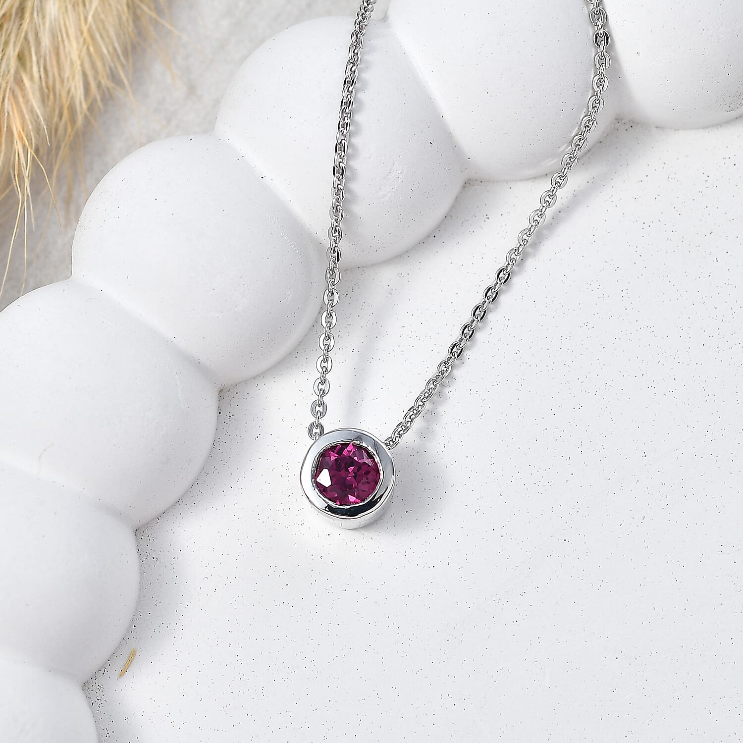 Rachel Galley - AAA Rhodolite Garnet Solitaire Pendant with Chain (Size 20) in Rhodium Overlay Sterling Silver 4468184 3