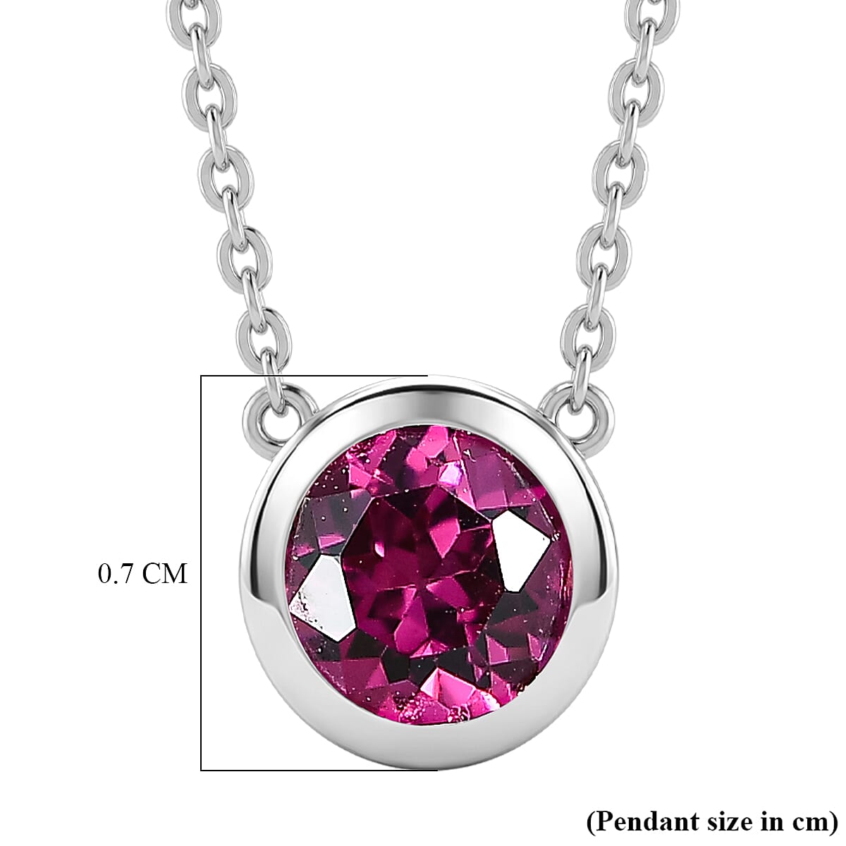 Rachel Galley - AAA Rhodolite Garnet Solitaire Pendant with Chain (Size 20) in Rhodium Overlay Sterling Silver 4468184 7