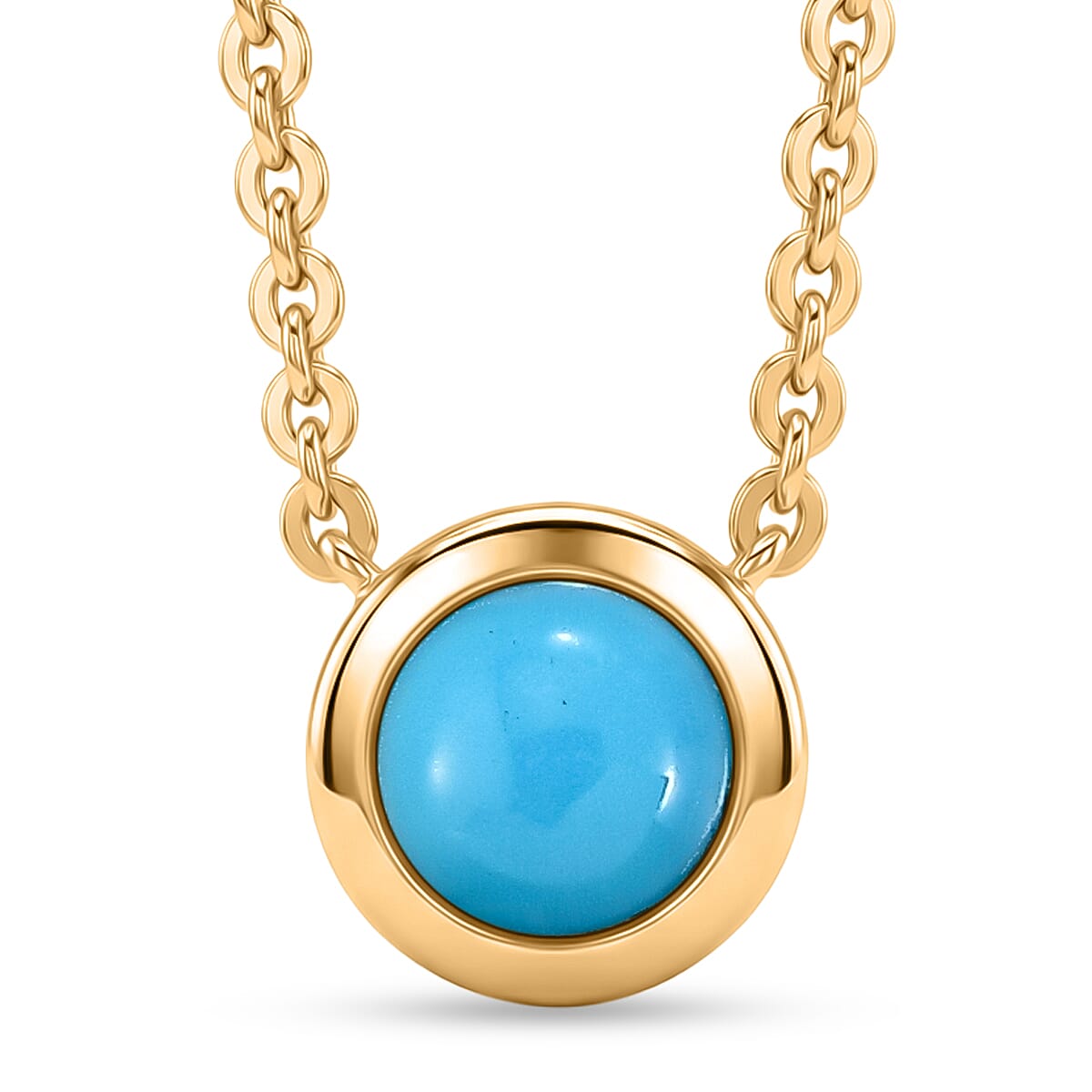 Rachel Galley - AAA Sleeping Beauty Turquoise Solitaire Pendant with Chain (Size 20) in 18K Vermeil Yellow Gold Plated Sterling Silver 4468193 0