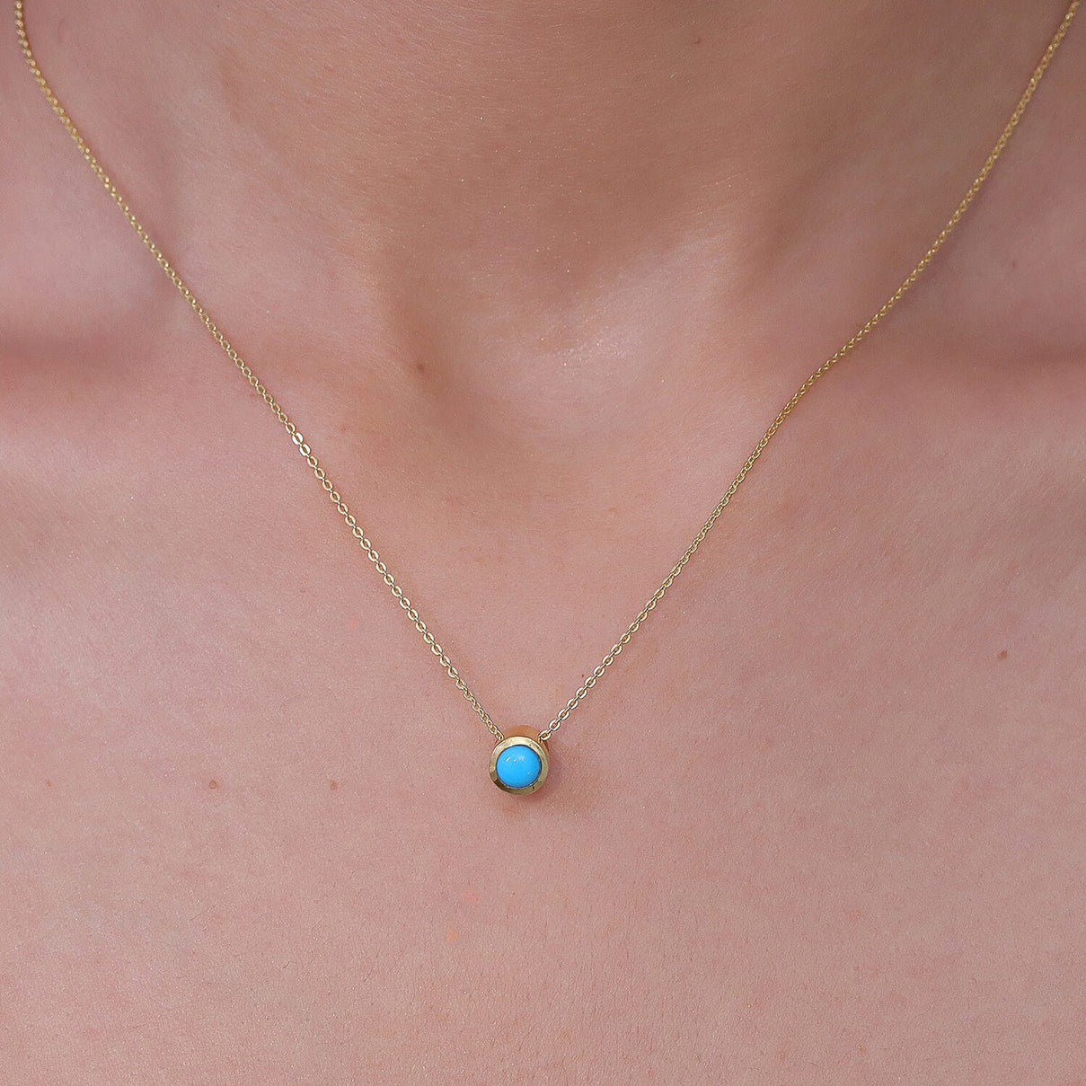 Rachel Galley - AAA Sleeping Beauty Turquoise Solitaire Pendant with Chain (Size 20) in 18K Vermeil Yellow Gold Plated Sterling Silver 4468193 2