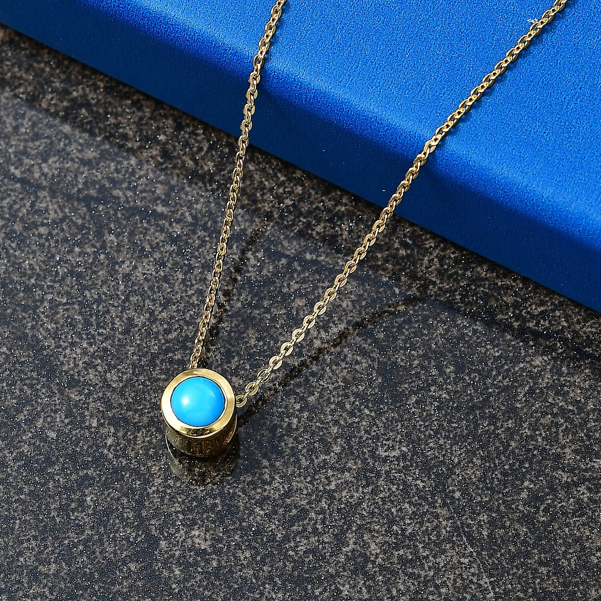 Rachel Galley - AAA Sleeping Beauty Turquoise Solitaire Pendant with Chain (Size 20) in 18K Vermeil Yellow Gold Plated Sterling Silver 4468193 3