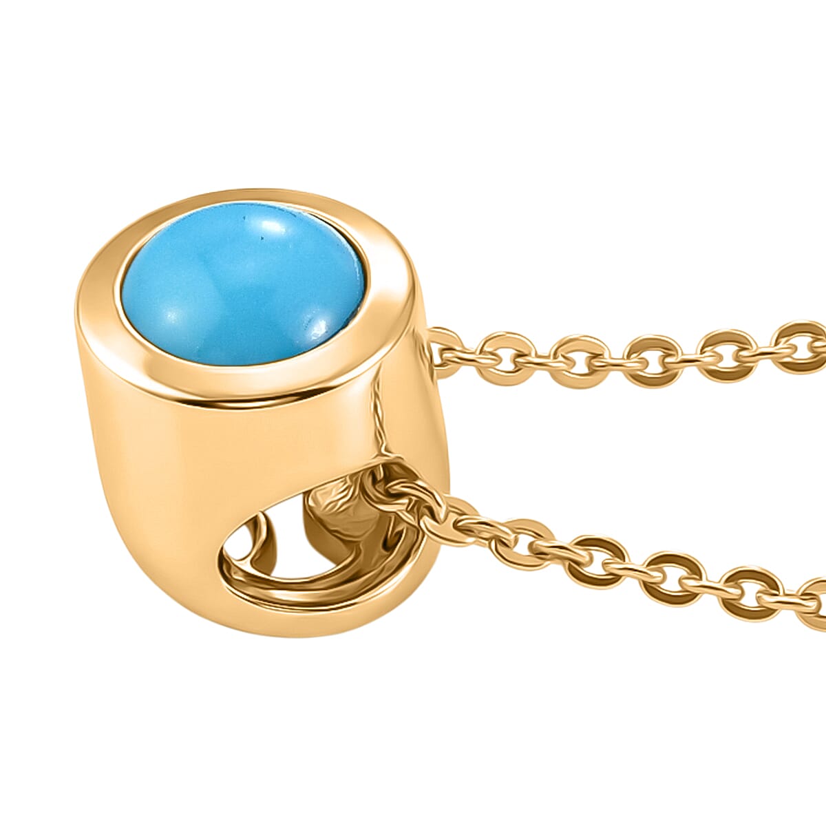 Rachel Galley - AAA Sleeping Beauty Turquoise Solitaire Pendant with Chain (Size 20) in 18K Vermeil Yellow Gold Plated Sterling Silver 4468193 4