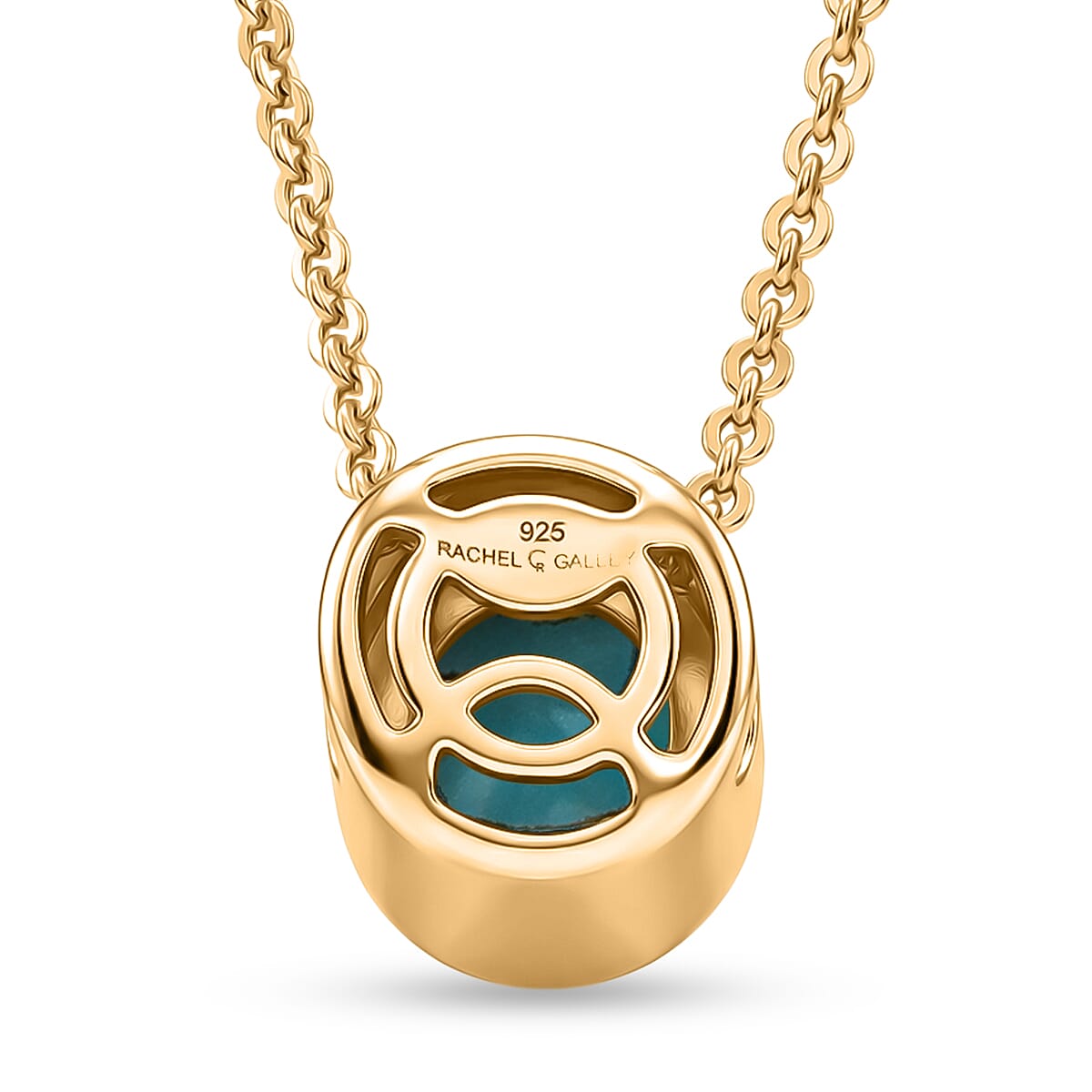Rachel Galley - AAA Sleeping Beauty Turquoise Solitaire Pendant with Chain (Size 20) in 18K Vermeil Yellow Gold Plated Sterling Silver 4468193 5