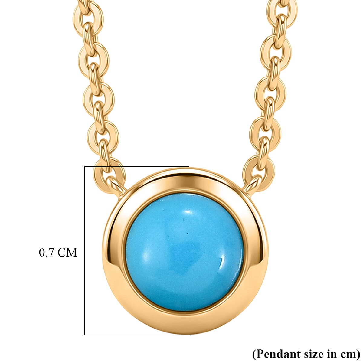 Rachel Galley - AAA Sleeping Beauty Turquoise Solitaire Pendant with Chain (Size 20) in 18K Vermeil Yellow Gold Plated Sterling Silver 4468193 7