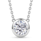 Rachel Galley - AAA White Topaz Solitaire Pendant with Chain (Size 20) in Rhodium Overlay Sterling Silver