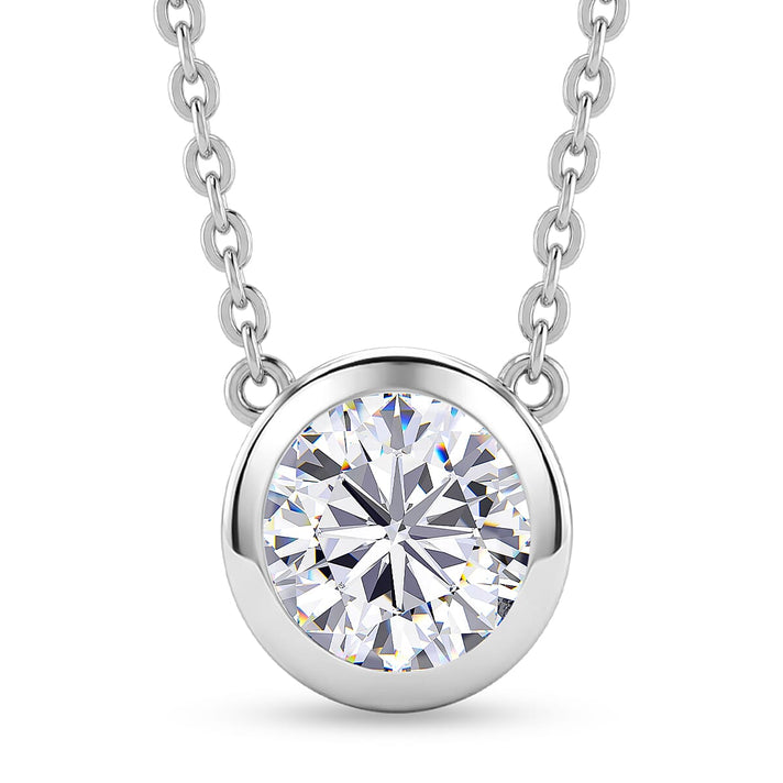 Rachel Galley - AAA White Topaz Solitaire Pendant with Chain (Size 20) in Rhodium Overlay Sterling Silver 4468189 1