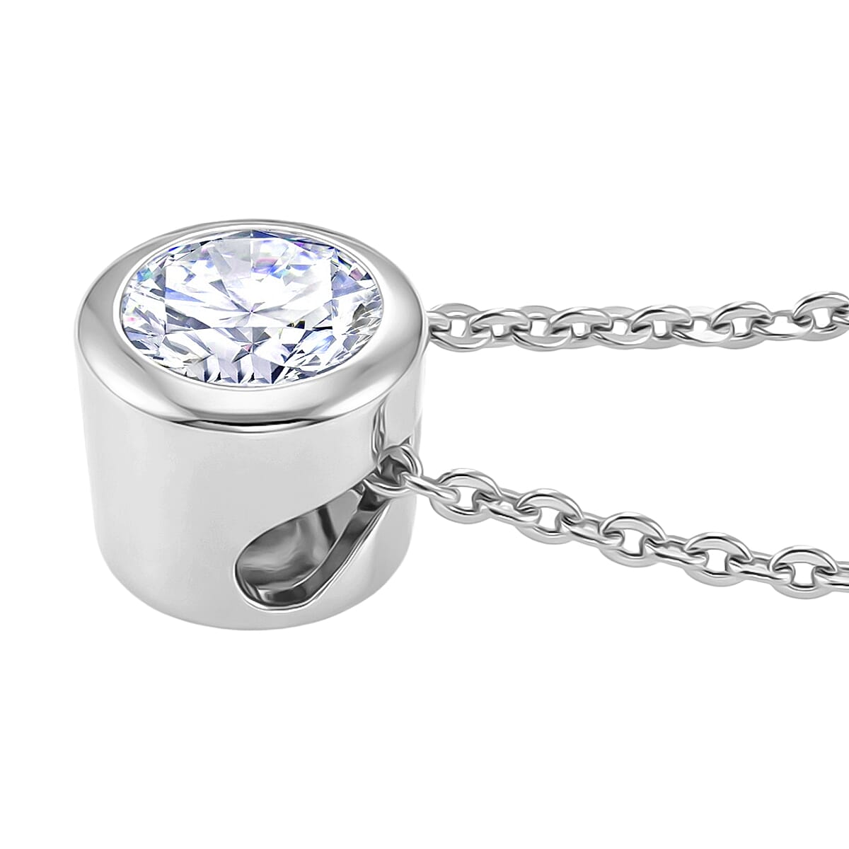 Rachel Galley - AAA White Topaz Solitaire Pendant with Chain (Size 20) in Rhodium Overlay Sterling Silver 4468189 4