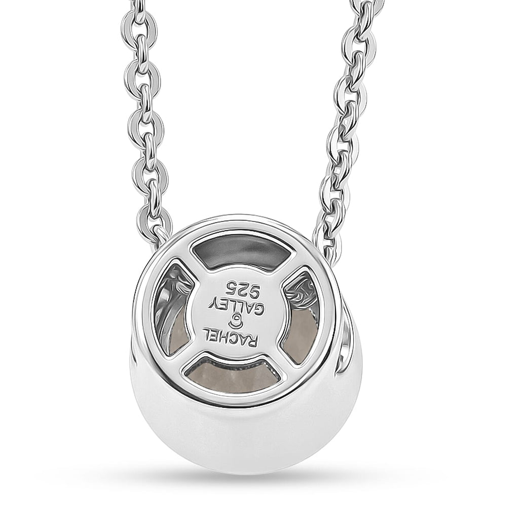 Rachel Galley - AAA White Topaz Solitaire Pendant with Chain (Size 20) in Rhodium Overlay Sterling Silver