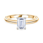Rachel Galley - SGL Certified VS-EF Lab Grown Diamond Emerald Solitaire Ring in 18K Vermeil Yellow Gold Plated Sterling Silver 1.02 Ct.