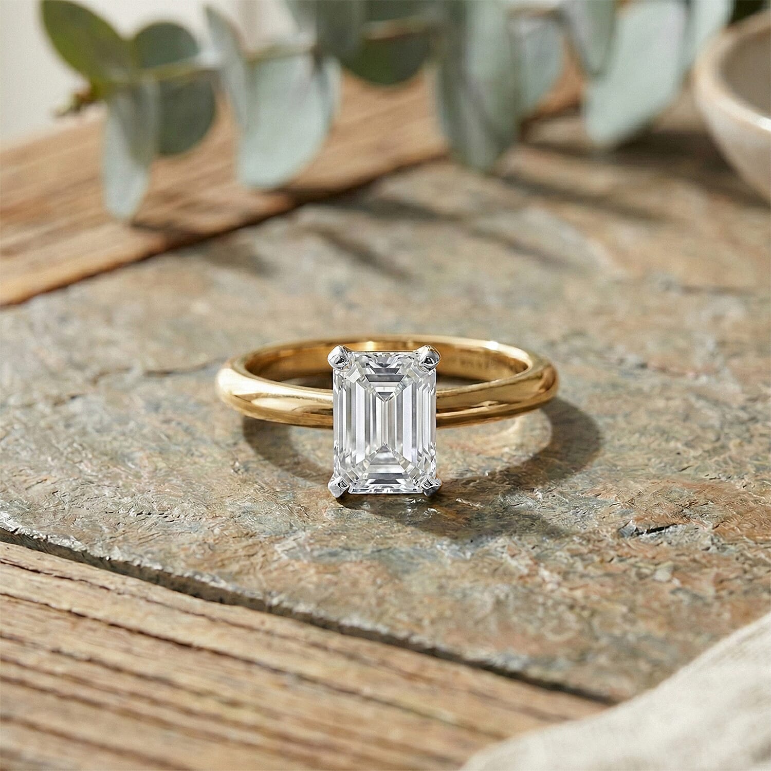 Rachel Galley - SGL Certified VS-EF Lab Grown Diamond Emerald Solitaire Ring in 18K Vermeil Yellow Gold Plated Sterling Silver 1.02 Ct. 8487067 2