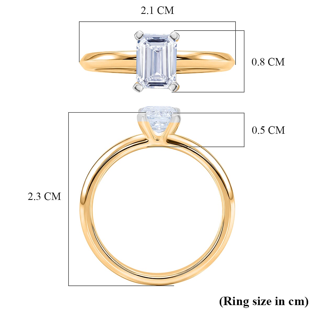 Rachel Galley - SGL Certified VS-EF Lab Grown Diamond Emerald Solitaire Ring in 18K Vermeil Yellow Gold Plated Sterling Silver 1.02 Ct. 8487067 5