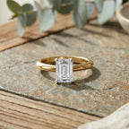 Rachel Galley - SGL Certified VS-EF Lab Grown Diamond Emerald Solitaire Ring in 18K Vermeil Yellow Gold Plated Sterling Silver 1.02 Ct.