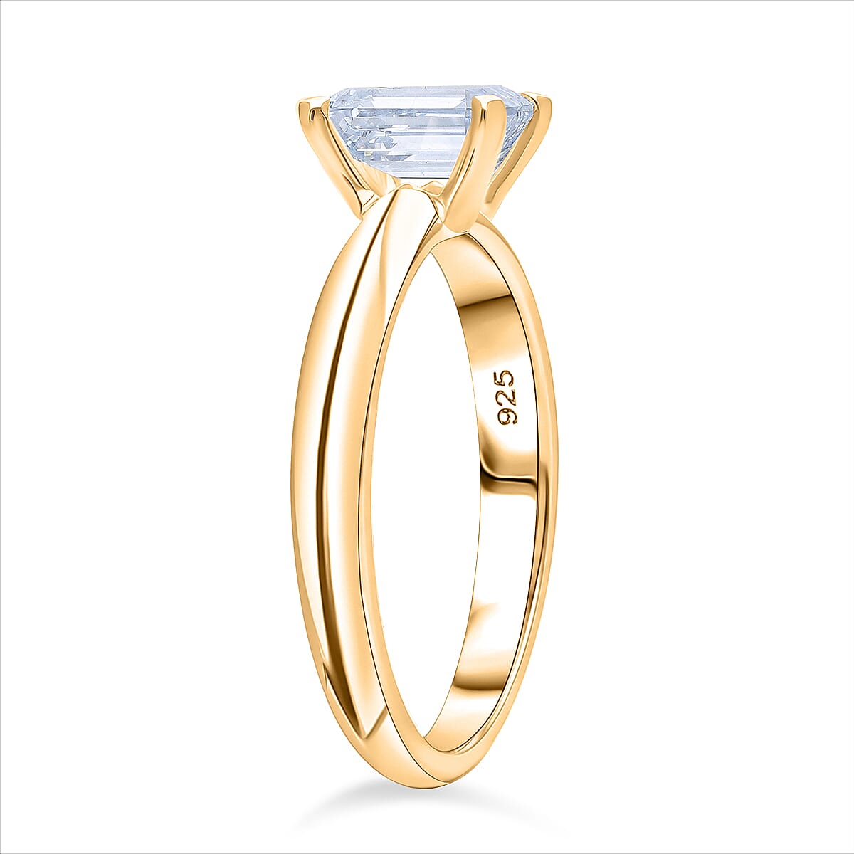 Rachel Galley - SGL Certified VS-EF Lab Grown Diamond Emerald Solitaire Ring in 18K Vermeil Yellow Gold Plated Sterling Silver 1.02 Ct. 8487074 3