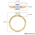 Rachel Galley - SGL Certified VS-EF Lab Grown Diamond Emerald Solitaire Ring in 18K Vermeil Yellow Gold Plated Sterling Silver 1.02 Ct.