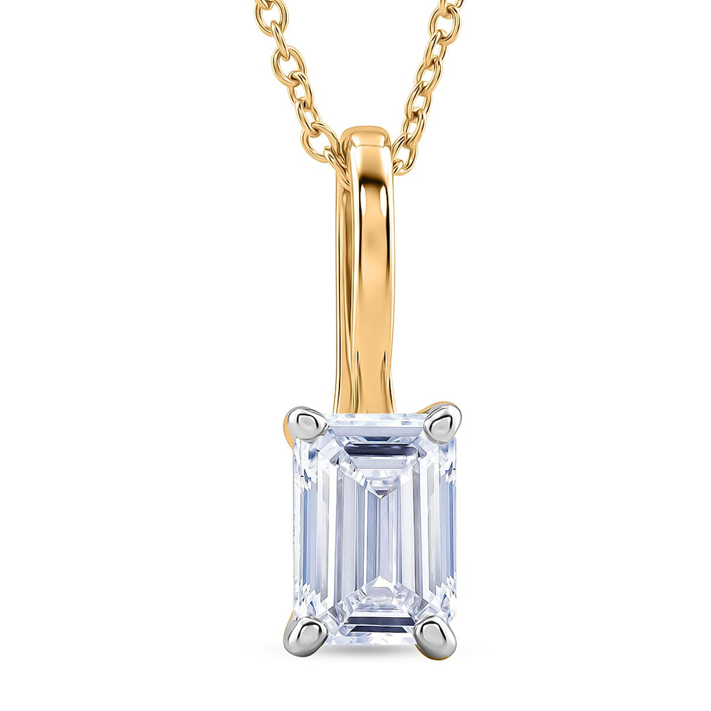 Rachel Galley - SGL Certifed VS-EF Lab Grown Diamond Pendant with Chain (Size 18-2 EXT) in 18K Vermeil Yellow Gold Plated Sterling Silver 1.00 Ct.