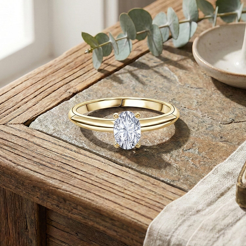 Rachel Galley - SGL Certified VS-EF Lab Grown Diamond Solitaire Ring in 18K Vermeil Yellow Gold Plated Sterling Silver 1.02 Ct.