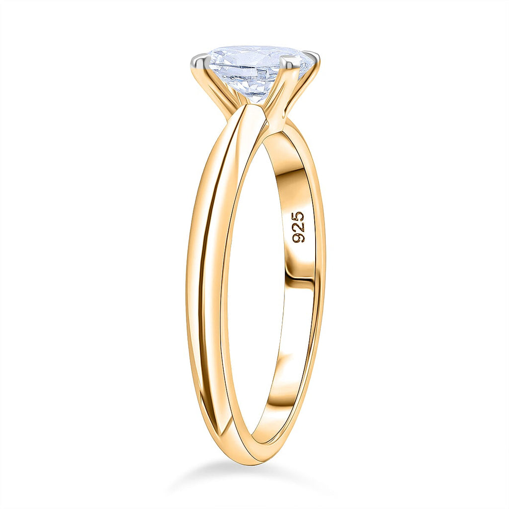 Rachel Galley - SGL Certified VS-EF Lab Grown Diamond Solitaire Ring in 18K Vermeil Yellow Gold Plated Sterling Silver 1.02 Ct.