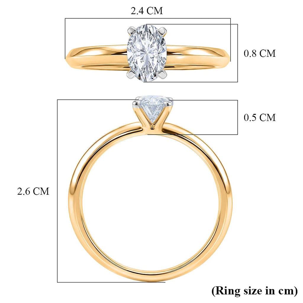Rachel Galley - SGL Certified VS-EF Lab Grown Diamond Solitaire Ring in 18K Vermeil Yellow Gold Plated Sterling Silver 1.02 Ct.