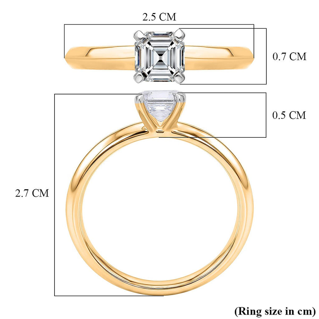 Rachel Galley - SGL Certified VS-EF Lab Grown Diamond Asscher Cut Ring in 18K Vermeil Yellow Gold Plated Sterling Silver 1.02 Ct.
