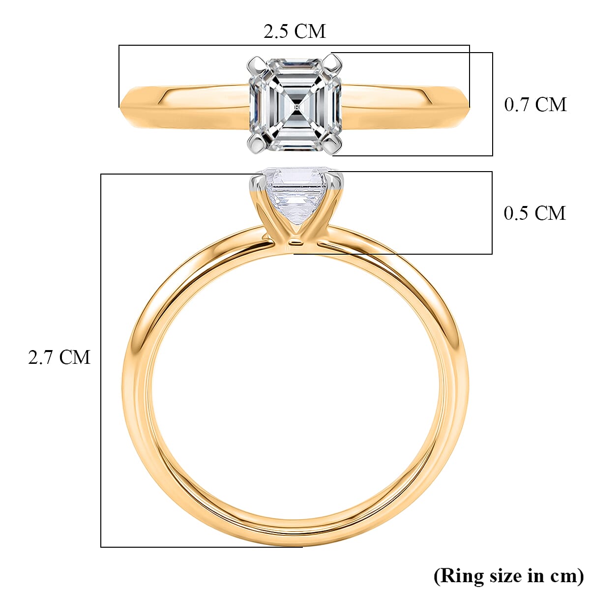 Rachel Galley - SGL Certified VS-EF Lab Grown Diamond Asscher Cut Ring in 18K Vermeil Yellow Gold Plated Sterling Silver 1.02 Ct. 8487394 5