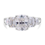 Moissanite (Radiant Cut) Ring in Rhodium Overlay Sterling Silver 4.28 Ct
