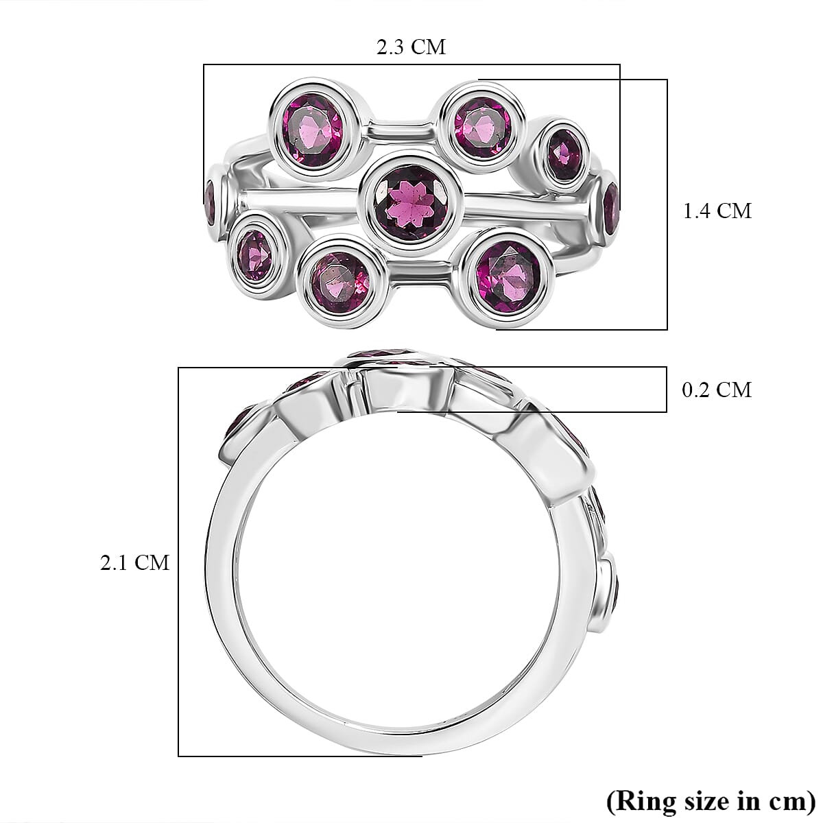Radiant Ember Garnet Bubble Ring in Rhodium Overlay Sterling Silver 2.18 Ct. 8074661 6