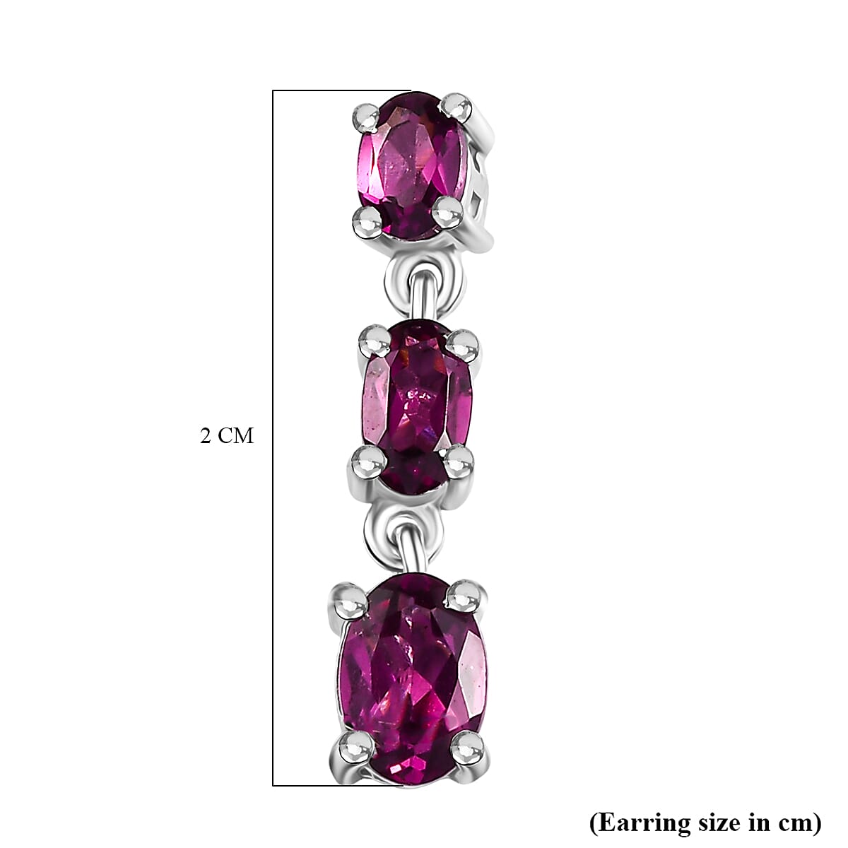 Radiant Ember Garnet Linear Dangling Earring with Push Back in Rhodium Overlay Sterling Silver 2.27 Ct. 8084446 6