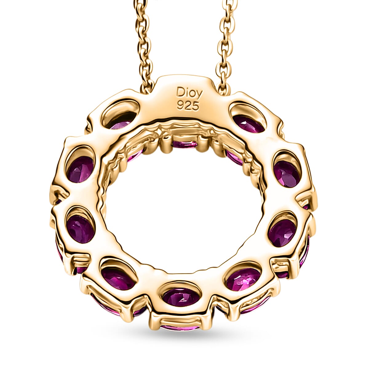 D'Joy Natural Radiant Ember Garnet Circle Pendant with Chain (Size 20) in Yellow Gold Plated Sterling Silver 2.33 Ct. 4450231 5