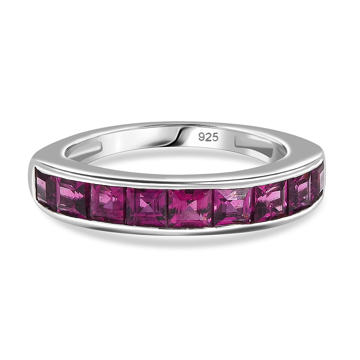 Radiant Ember Garnet Ring in Rhodium Overlay Sterling Silver 1.88 Ct. 8074652 0