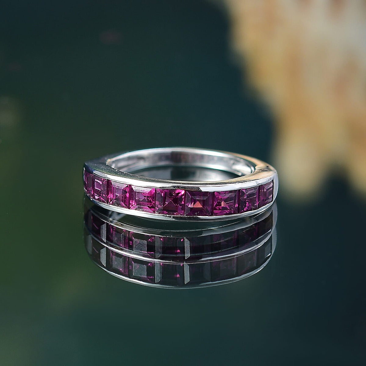 Radiant Ember Garnet Ring in Rhodium Overlay Sterling Silver 1.88 Ct. 8074652 2