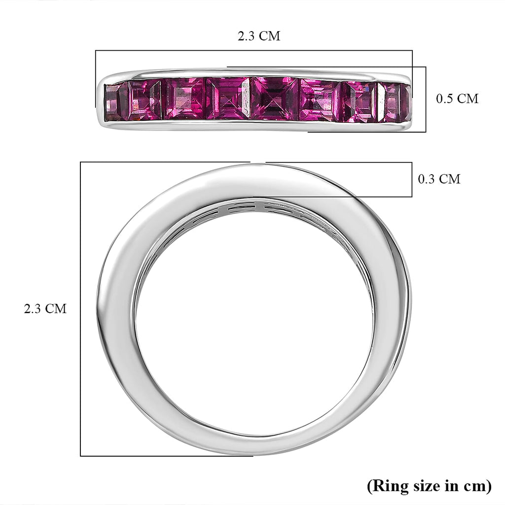 Radiant Ember Garnet Ring in Rhodium Overlay Sterling Silver 1.88 Ct.