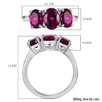 SUPER FIND - Natural Premium AAA Radiant Ember Garne Trilogy Ring in Rhodium Overlay Sterling Silver 3.40 Ct.