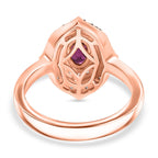 Radiant Ember Garnet, White Zircon & Champagne Zircon Ring in 18K Vermeil Rose Gold Plated Sterling Silver 1.22 Ct.