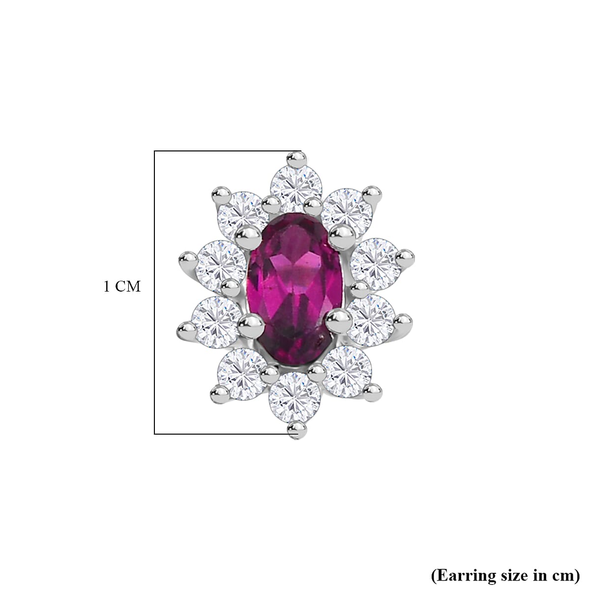 Radiant Ember Garnet &amp; White Zircon Solitaire Stud Push Post Earring in Rhodium Overlay Sterling Silver 1.05 Ct. 8074676 5