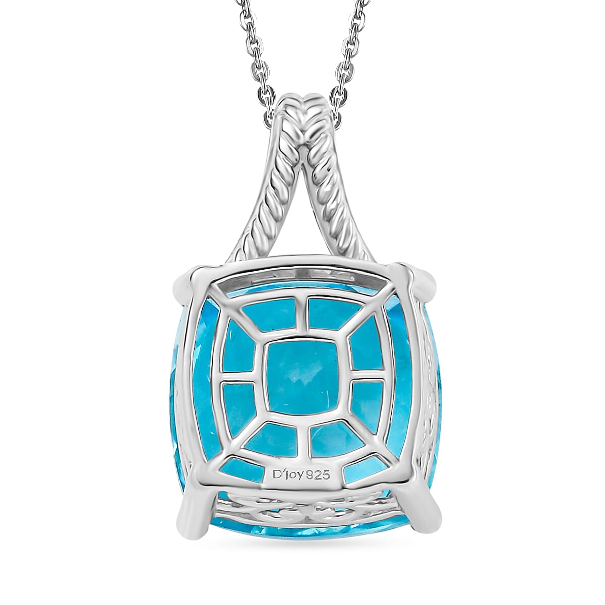 Radiant Glacier Quartz Pendant with Chain (Size 20) in Rhodium Overlay Sterling Silver 12.00 Ct. 4393338 5