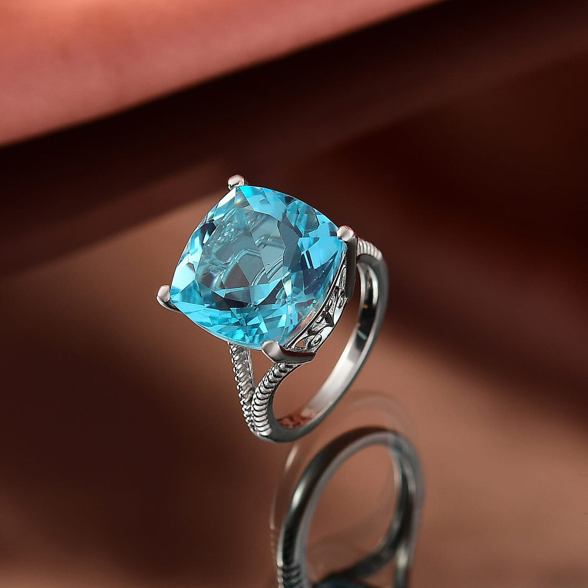 D'Joy Radiant Glacier Quartz Solitaire Ring in Rhodium Overlay Sterling Silver 11.54 Ct. 8181770 2