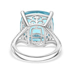 D'Joy Radiant Glacier Quartz Solitaire Ring in Rhodium Overlay Sterling Silver 11.54 Ct.